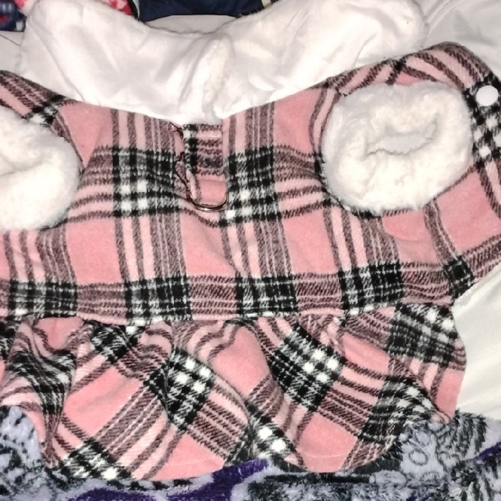 Pink Plaid Pet Jacket with White Accents